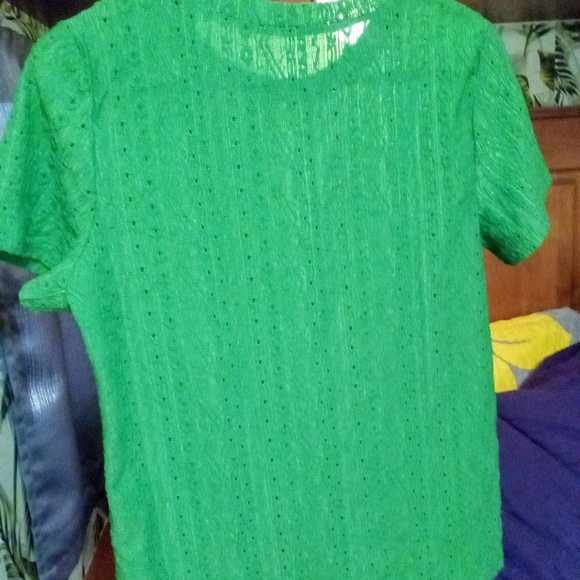 Elegant Green Eyelet Women's Top - Picture 6 of 7
